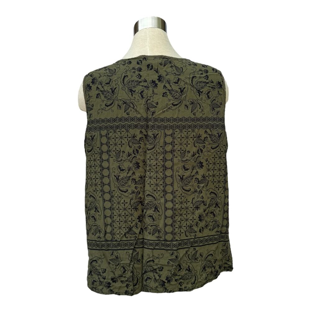 Liz Claiborne Green Paisley Sleeveless Blouse XXL - Picture 2 of 4